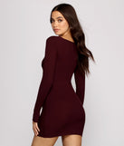 Twist Front Ribbed Knit Mini Dress