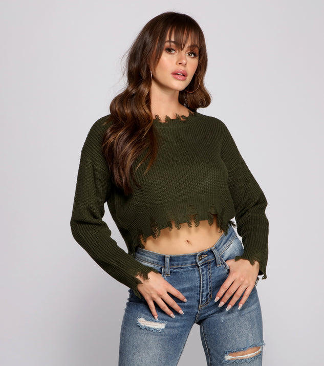 Stylishly Distressed Cropped Sweater