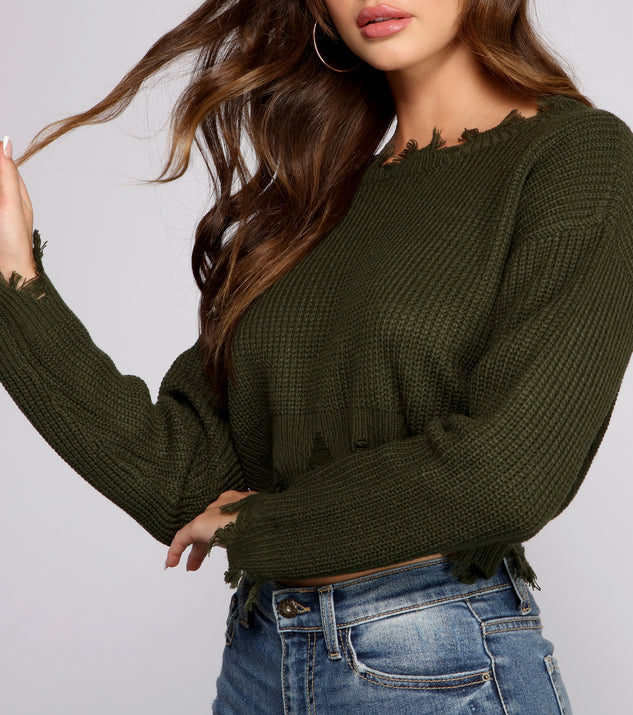 Stylishly Distressed Cropped Sweater