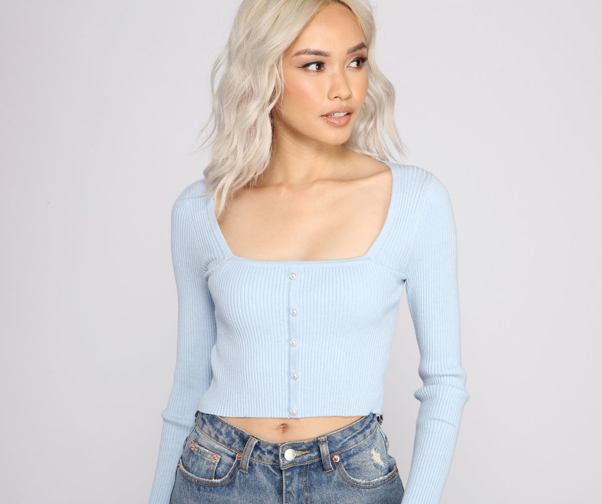 Trendy Girl Ribbed Knit Crop Top