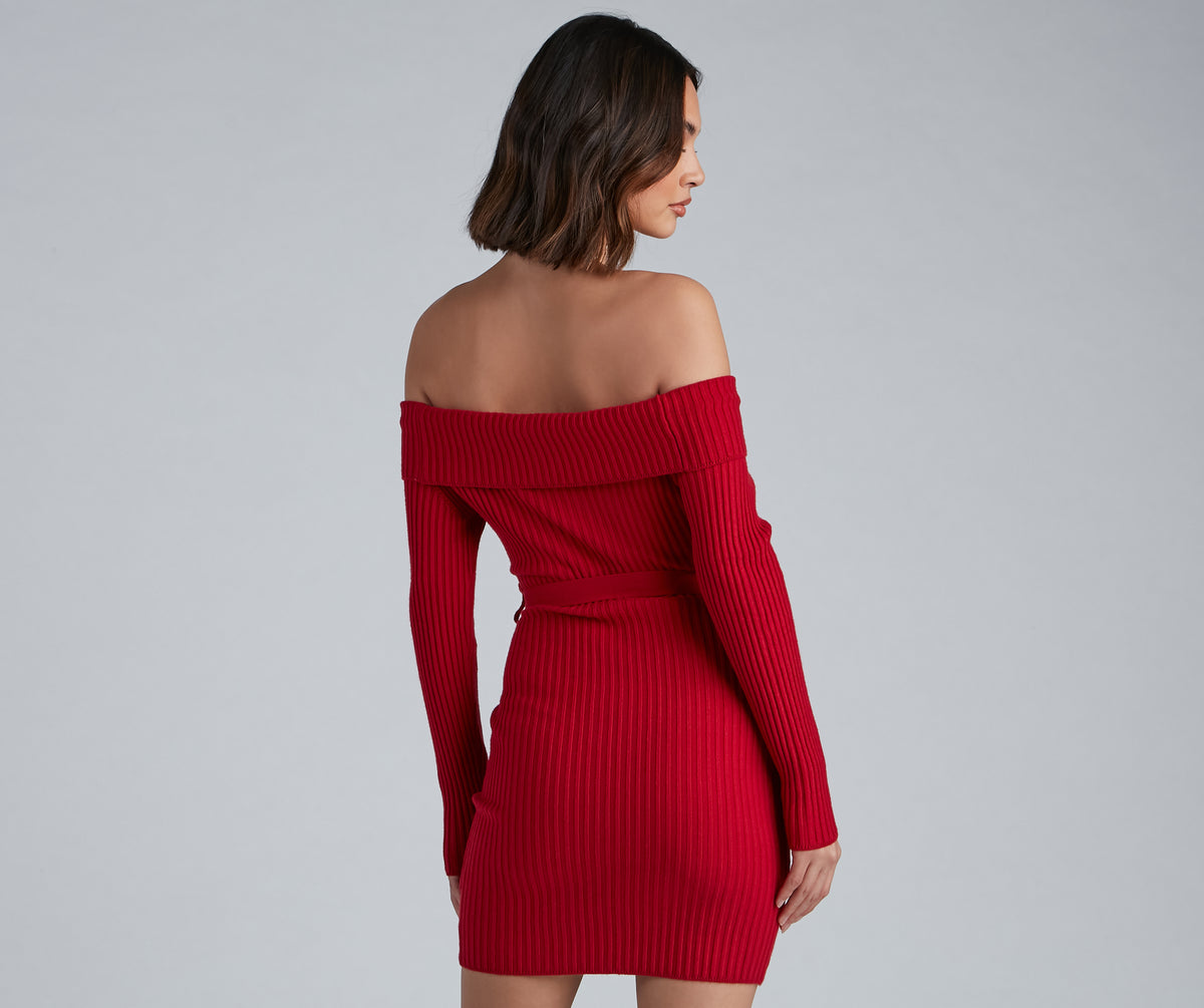 Wrap Me Glam Ribbed Mini Dress