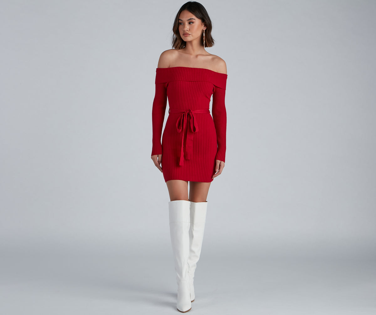 Wrap Me Glam Ribbed Mini Dress