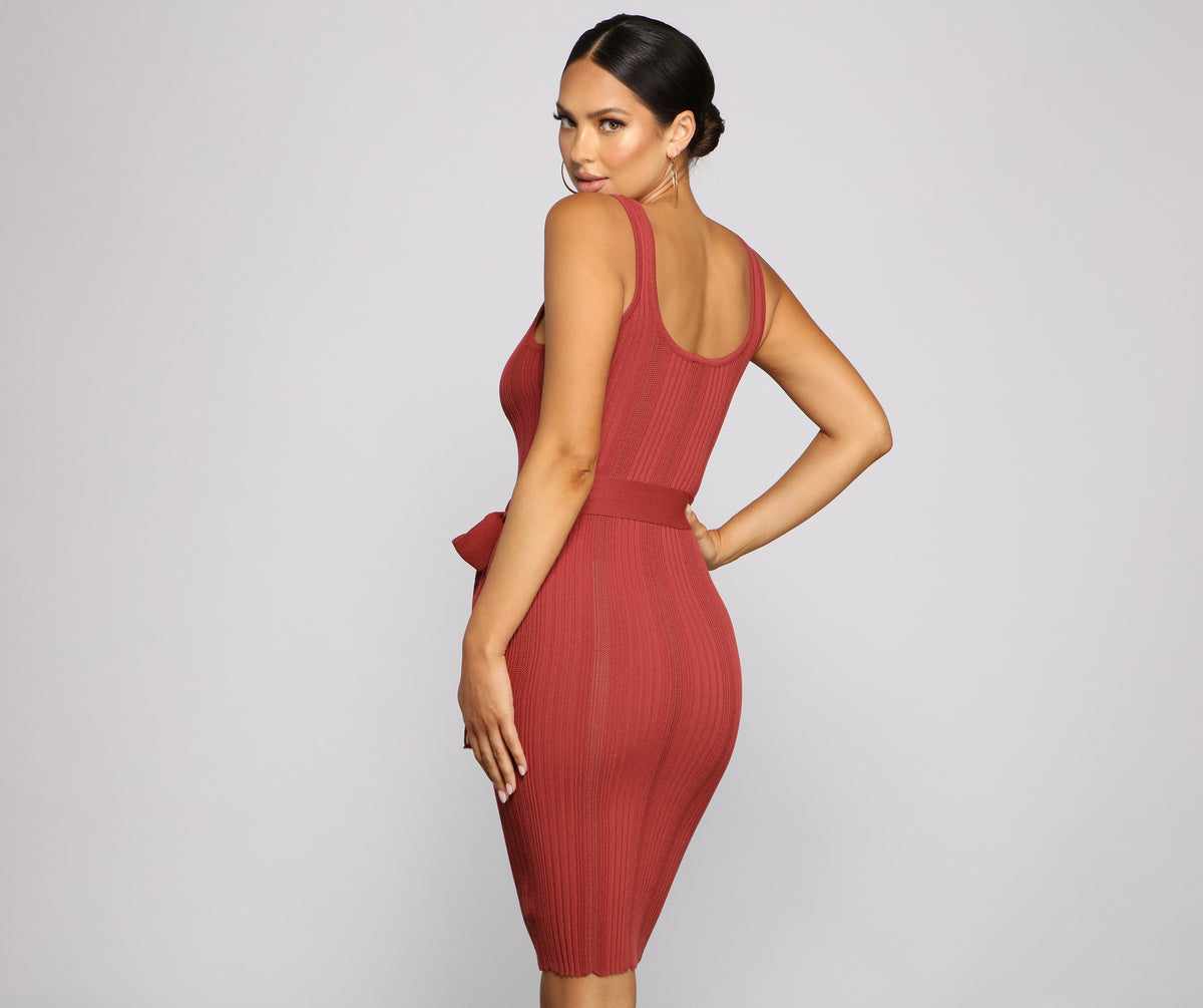 Slay Style Ribbed Scoop Neck Midi Dress