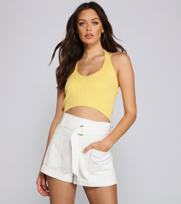 You’ll look stunning in the Knit Happens Halter Sweater Top when paired with its matching separate to create a glam clothing set perfect for parties, date nights, concert outfits, back-to-school attire, or for any summer event!