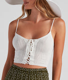 With fun and flirty details, Knit Girl Lace-Up Sweater Tank Top shows off your unique style for a trendy outfit for the summer season!