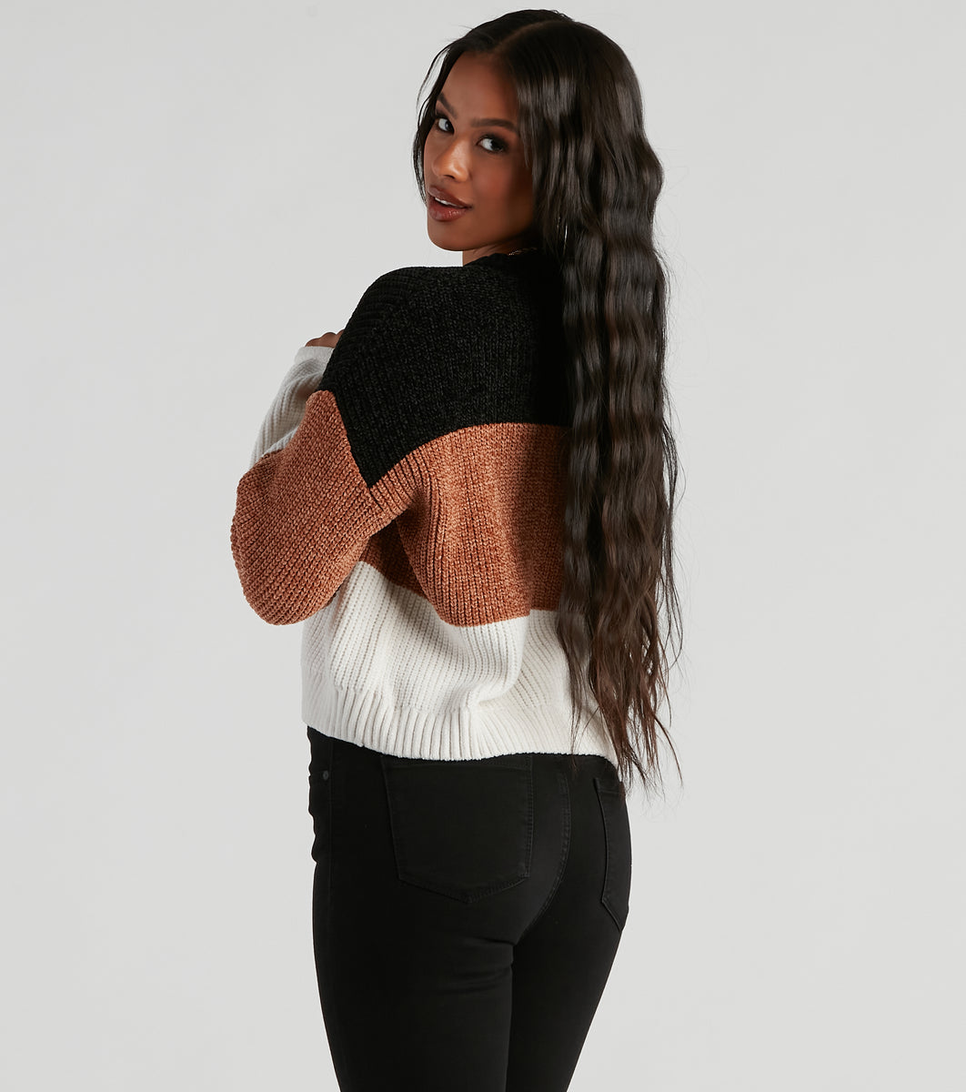 Real Sweet Colorblock Chenille Sweater