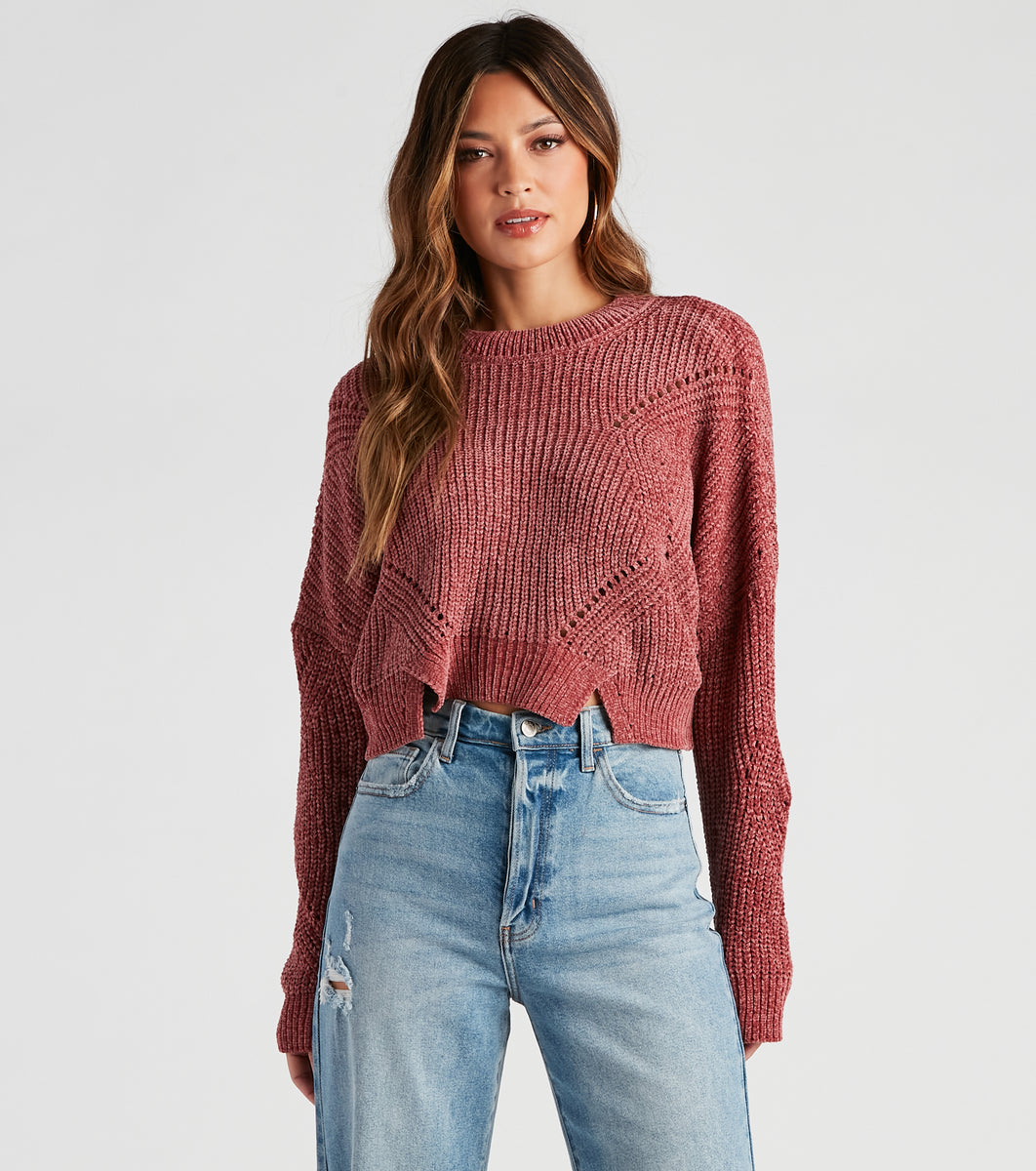 Seasonal Treat Chenille Crop Sweater