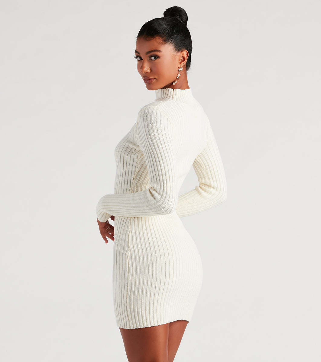 Winter Bliss Cutout Sweater Dress