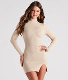 The trendy Classic Chic Mock Neck Sweater Dress is the perfect pick to create a holiday outfit, new years attire, cocktail outfit, or party look for any seasonal event!