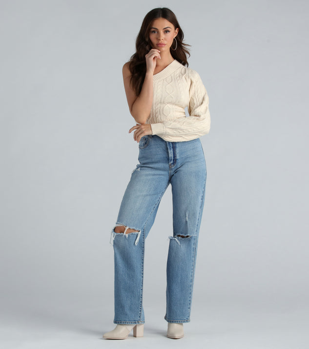 Better Half Cable Knit One Shoulder Sweater Top | Windsor