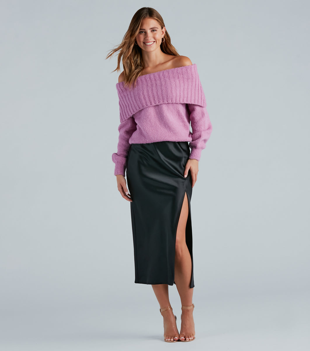 Flirty And Cool Off-The-Shoulder Sweater Top