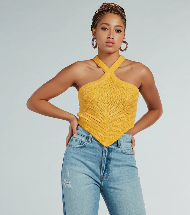 With fun and flirty details, the Cutest Style Halter Sweater Knit Crop Top shows off your unique style for a trendy outfit for summer!