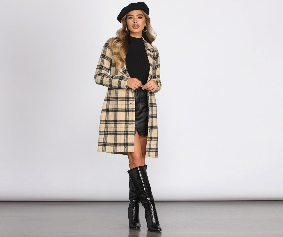 Oh So Fancy Brushed Plaid Coat