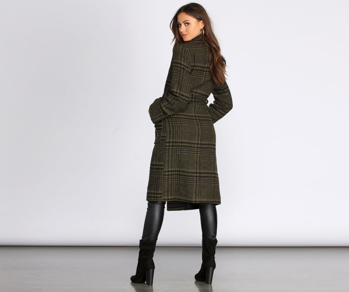 Perfectly Poised Long Plaid Coat