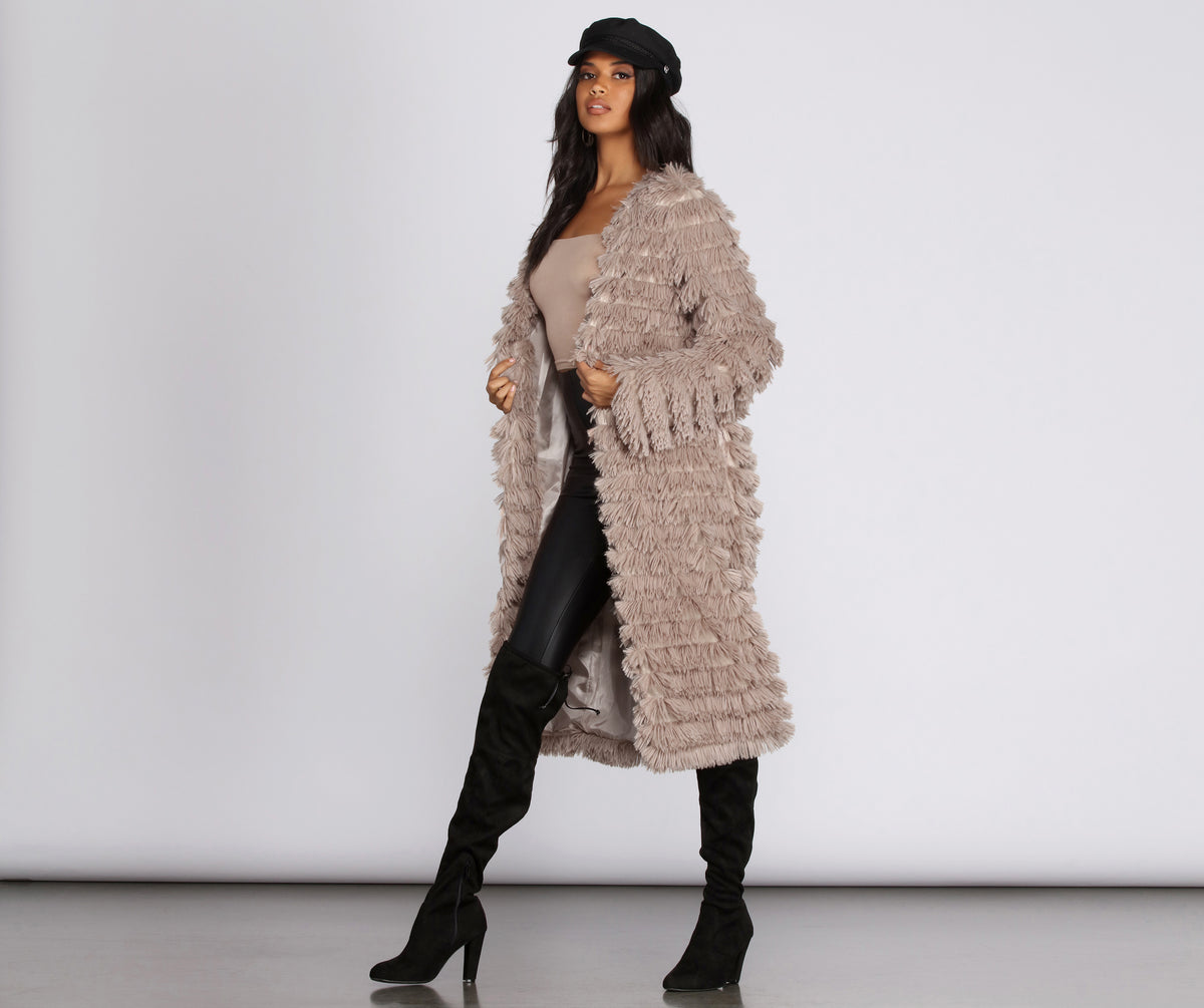 Long Line Fringe Coat