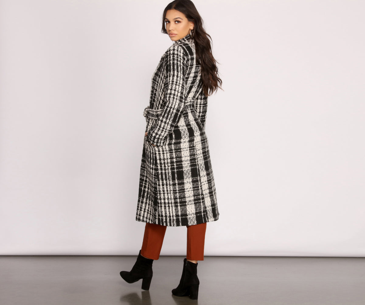 Poised Tweed Belted Coat