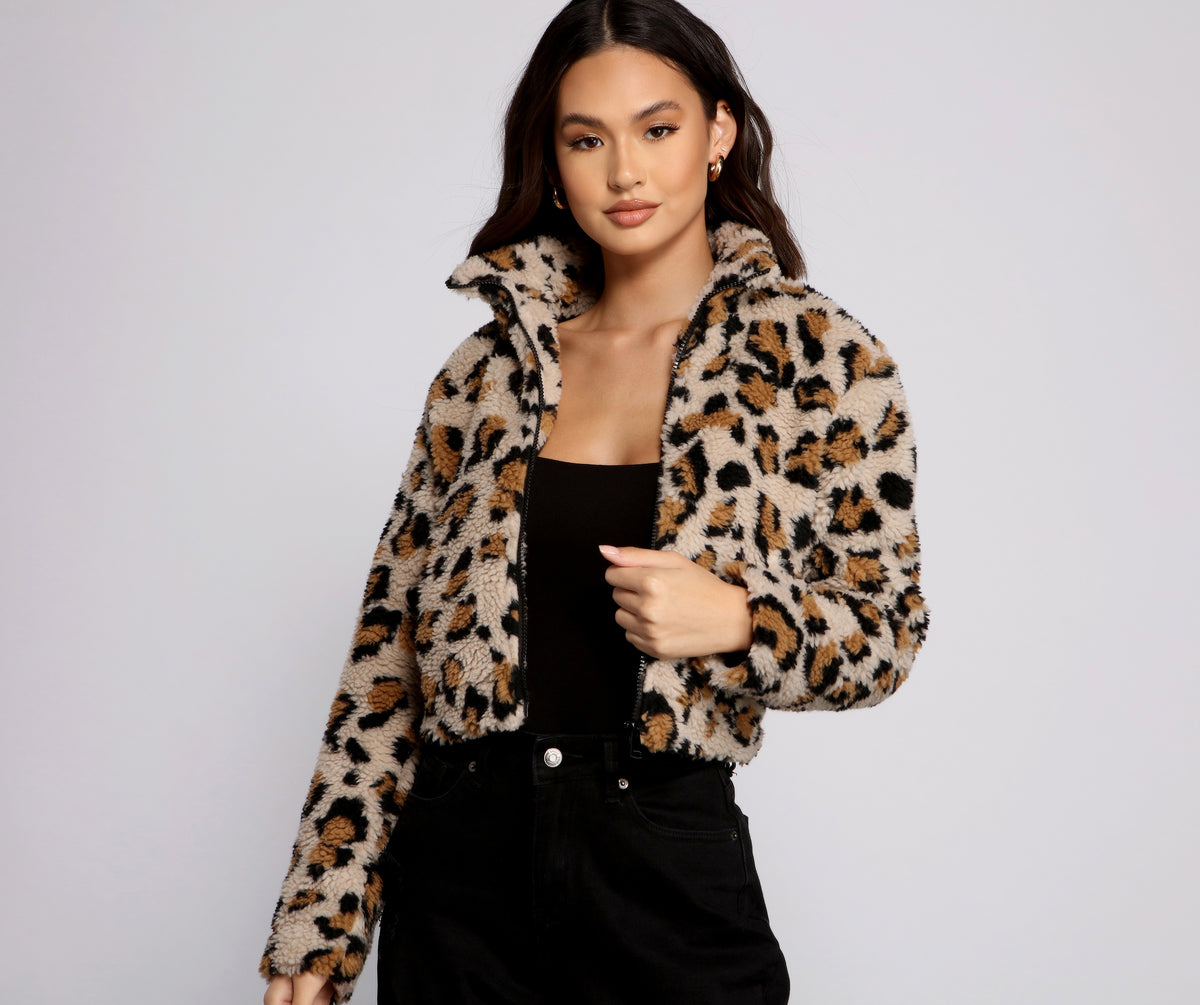 Trendy Girl Leopard Print Bomber Jacket & Windsor