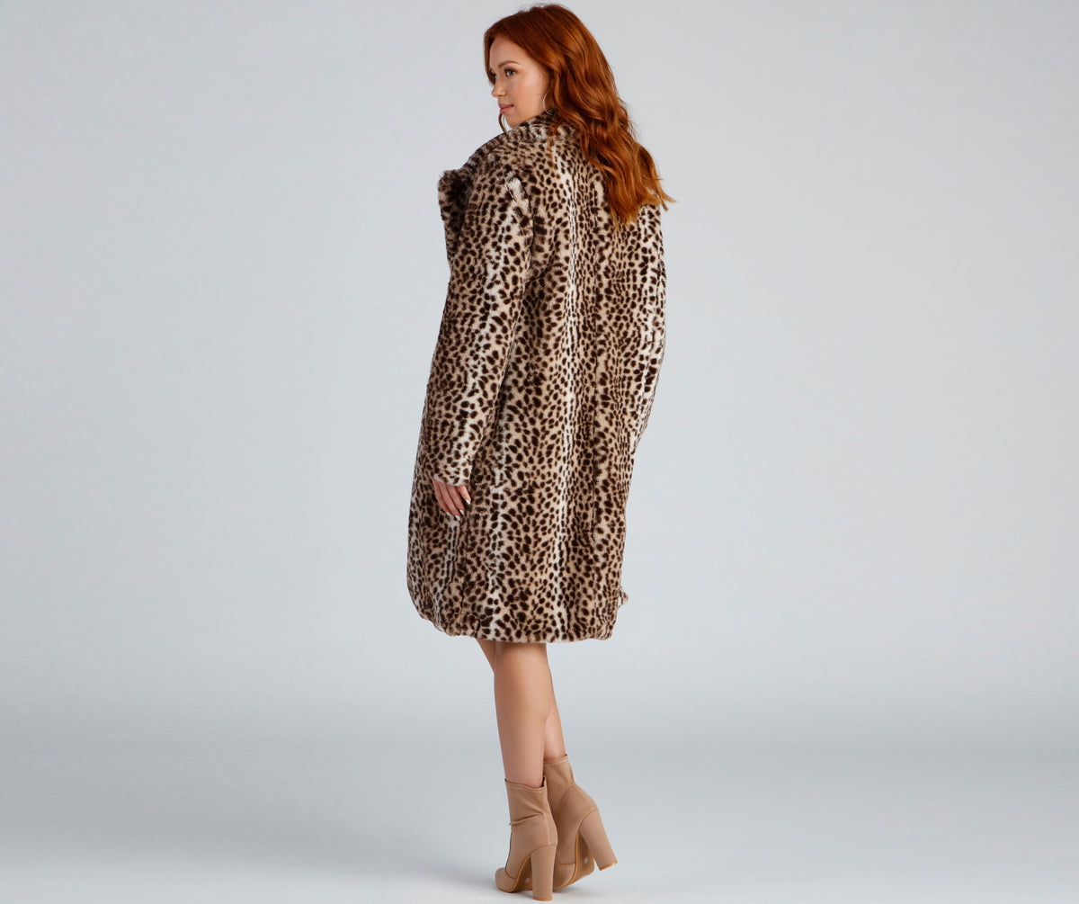 Spotted Glamour Faux Fur Leopard Coat