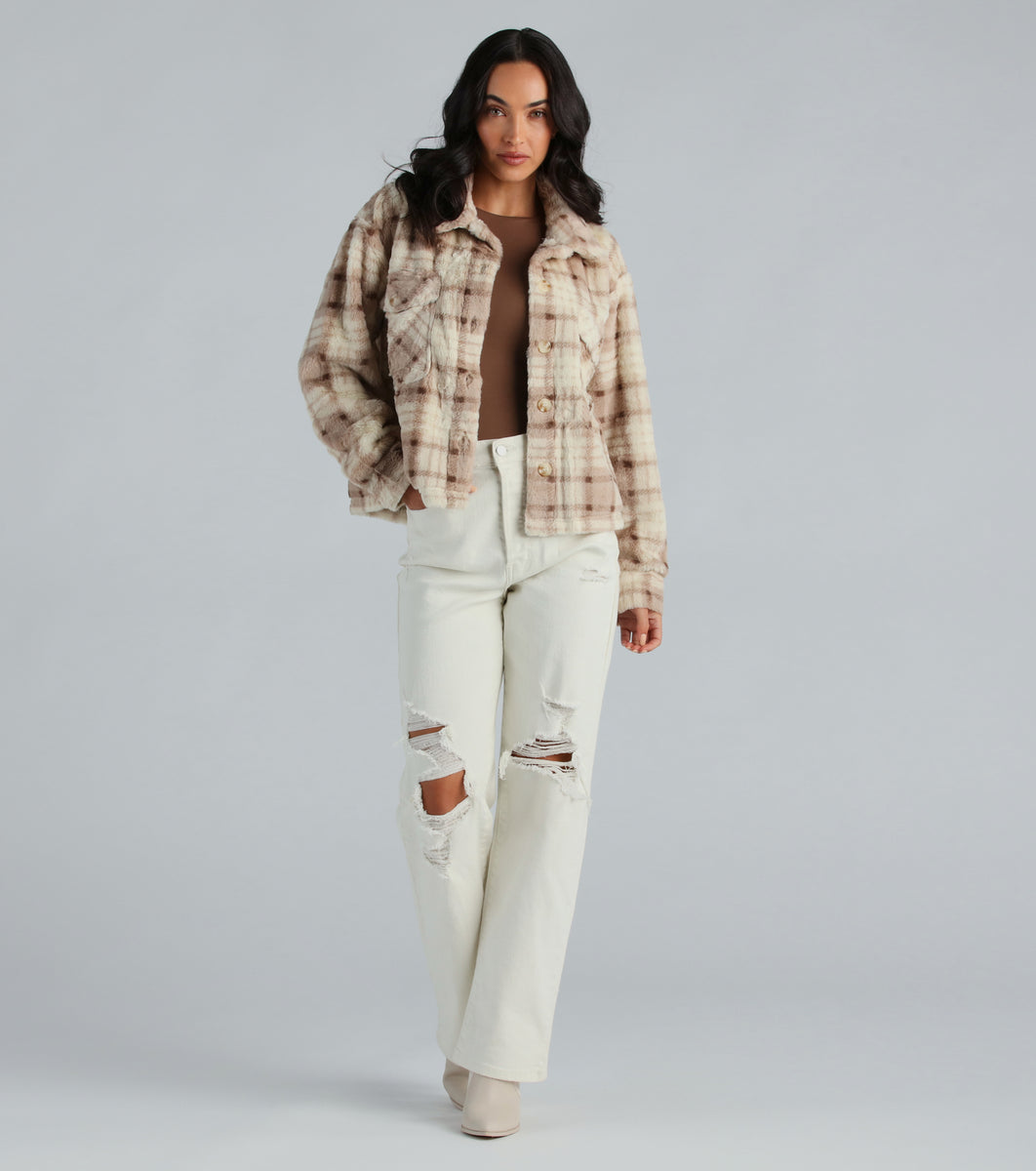 Cozy Days Faux Fur Plaid Shacket