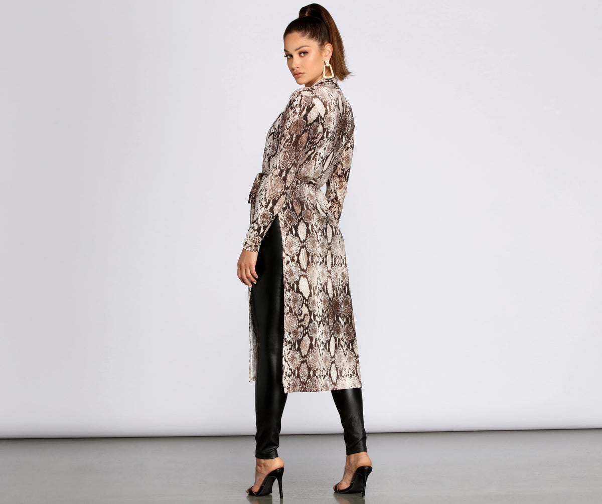 Slay All Day Snake Print Duster