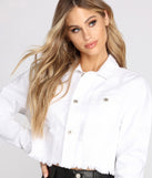 Always Authentic Cropped White Denim Jacket helps create the best summer outfit for a look that slays at any event or occasion!