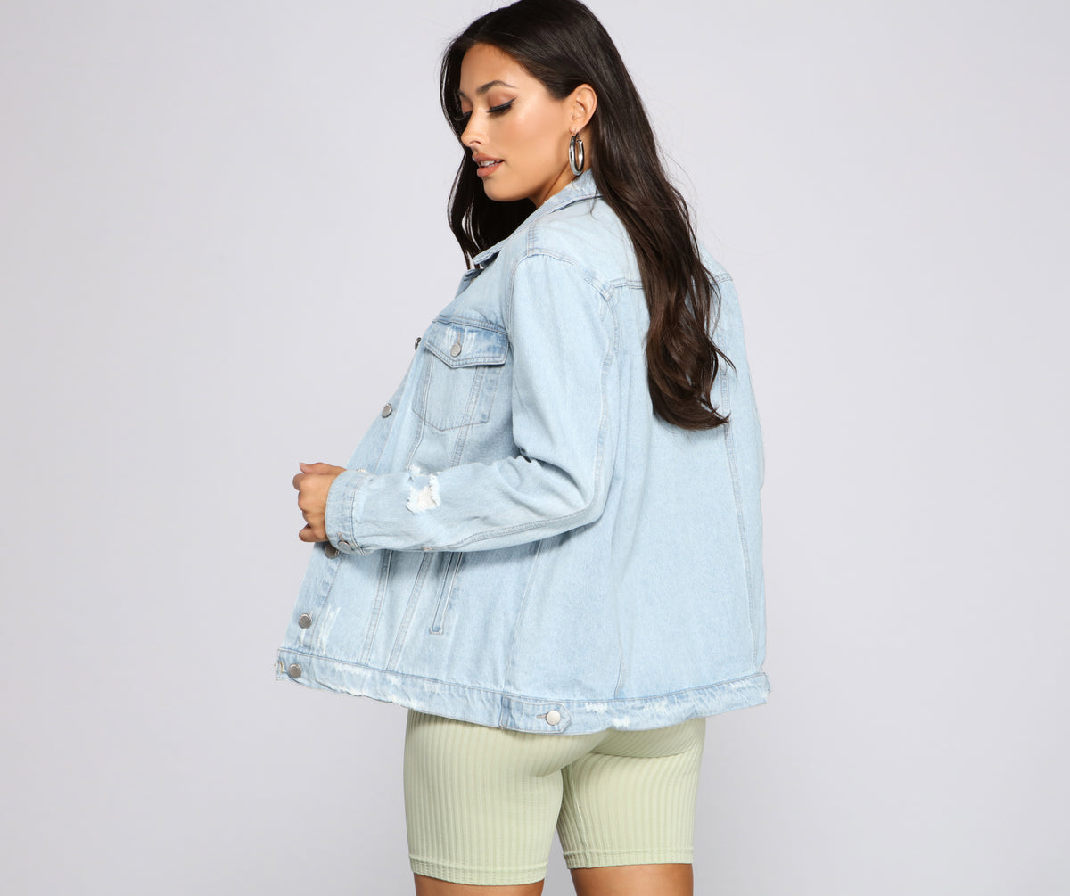 Destructed Diva Oversized Denim Jacket