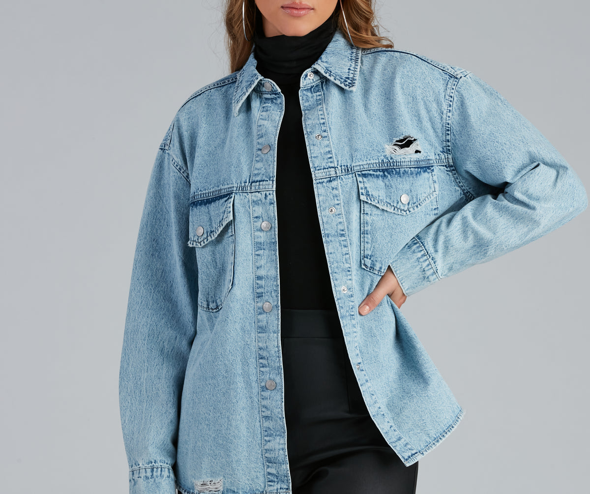 Total Mood Distressed Denim Jacket