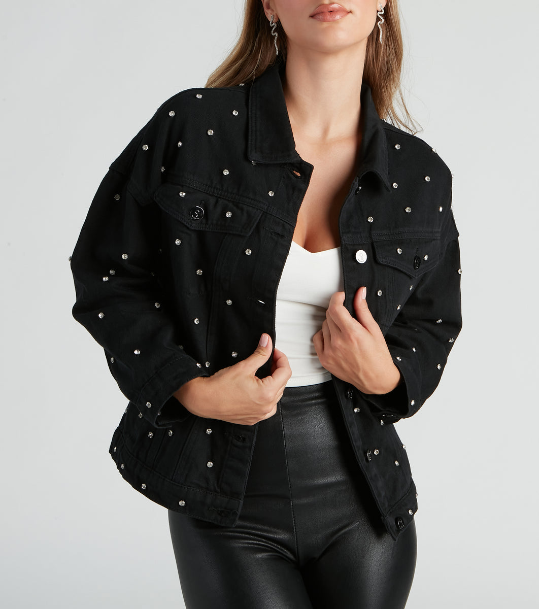 Bling Calling Rhinestone Denim Jacket