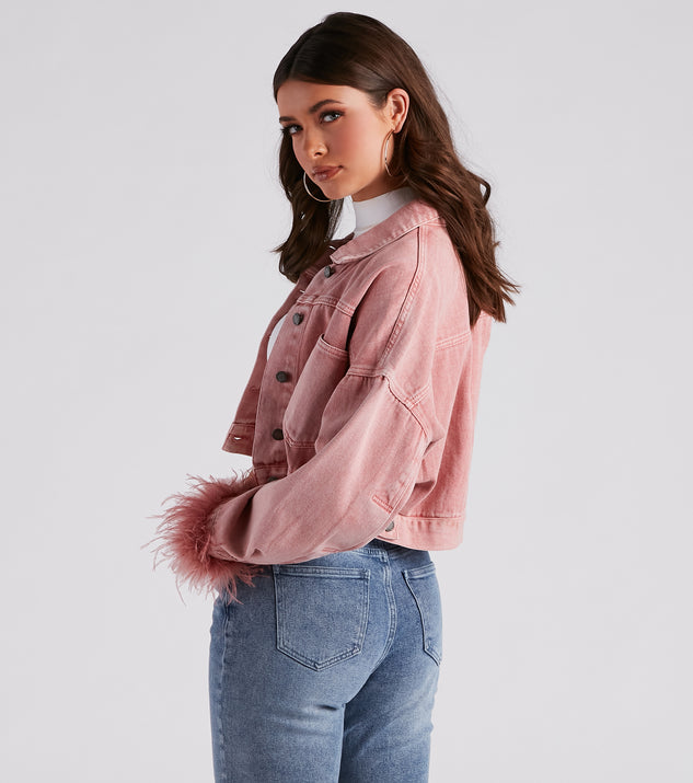 Pink cropped cord oversized trucker jacket sale