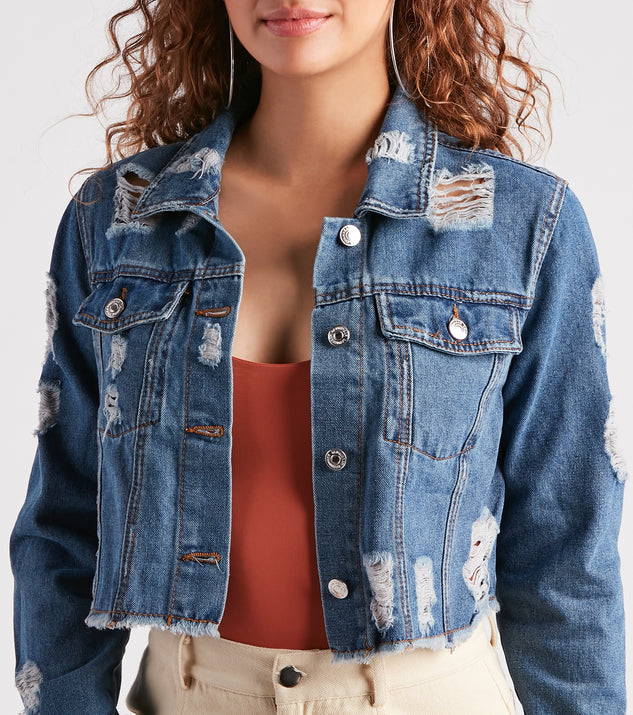 Light Blue Ripped Denim Jacket Women's Asymmetric Short Jacket Top