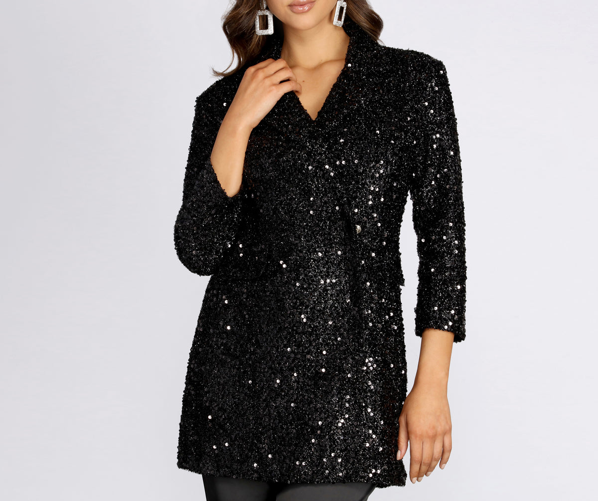 Off The Clock Sequin Blazer Dress