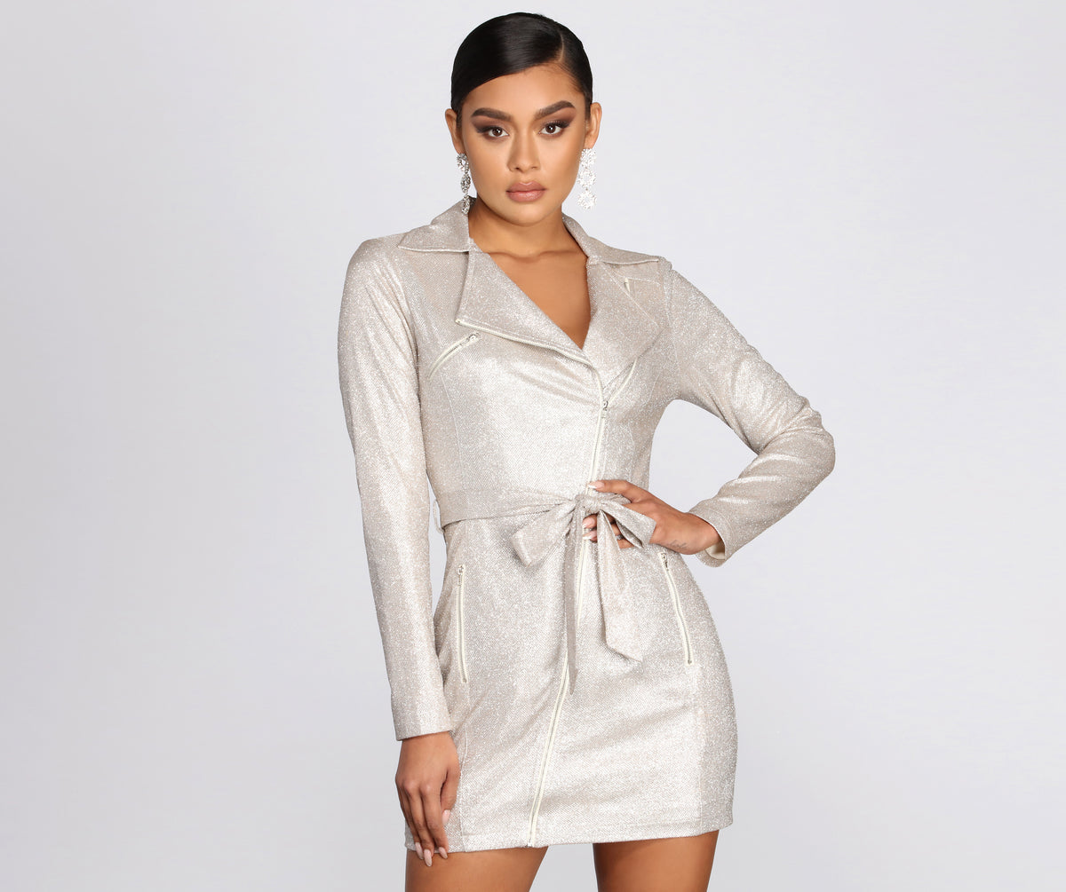 Dazzling Doll Glitter Trench Dress