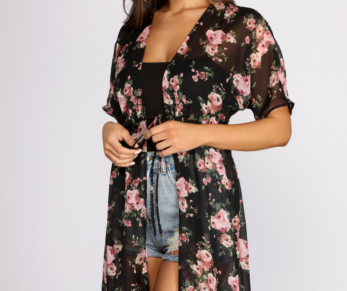 Windsor Make It Floral Chiffon High-Low Duster
