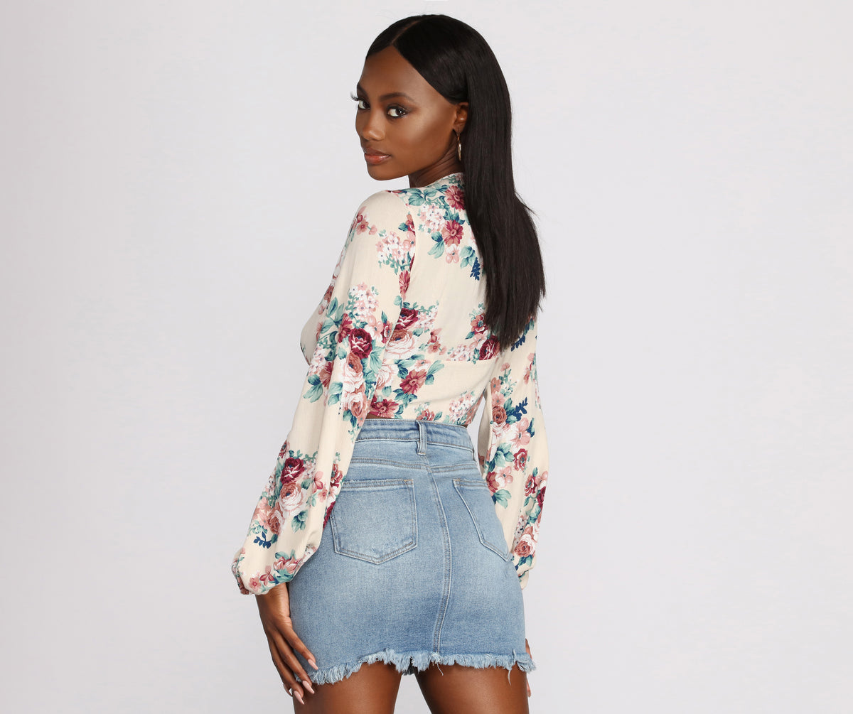 Floral Dream Tie Front Top