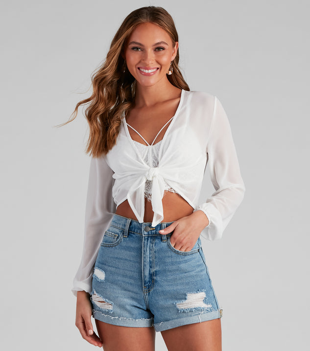 Chic Chiffon Tie-Front Top helps create the best bachelorette party outfit or the bride's sultry bachelorette dress for a look that slays!