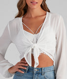 With fun and flirty details, Chic Chiffon Tie-Front Top shows off your unique style for a trendy outfit for the summer season!