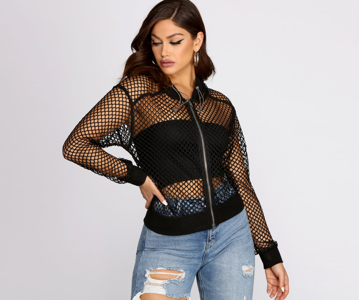 Hot Catch Mesh Bomber Jacket