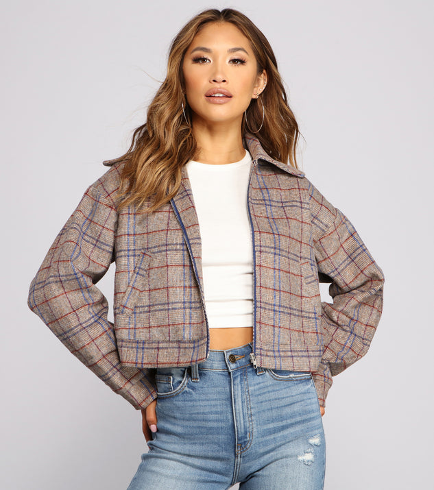 Plaid newest Zip Up Cropped Jacket