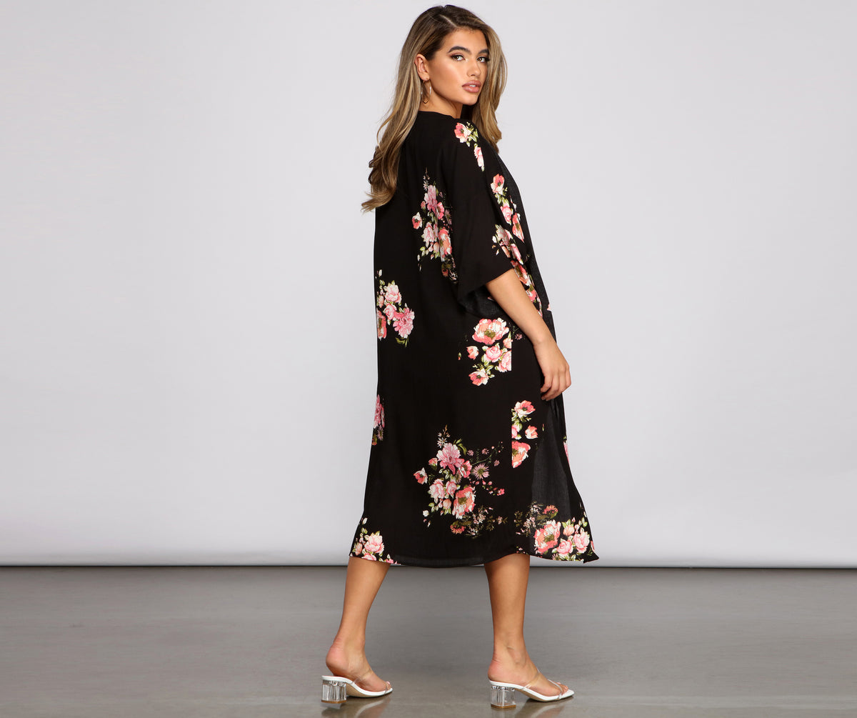 Floral Passion Gauze Knit Kimono