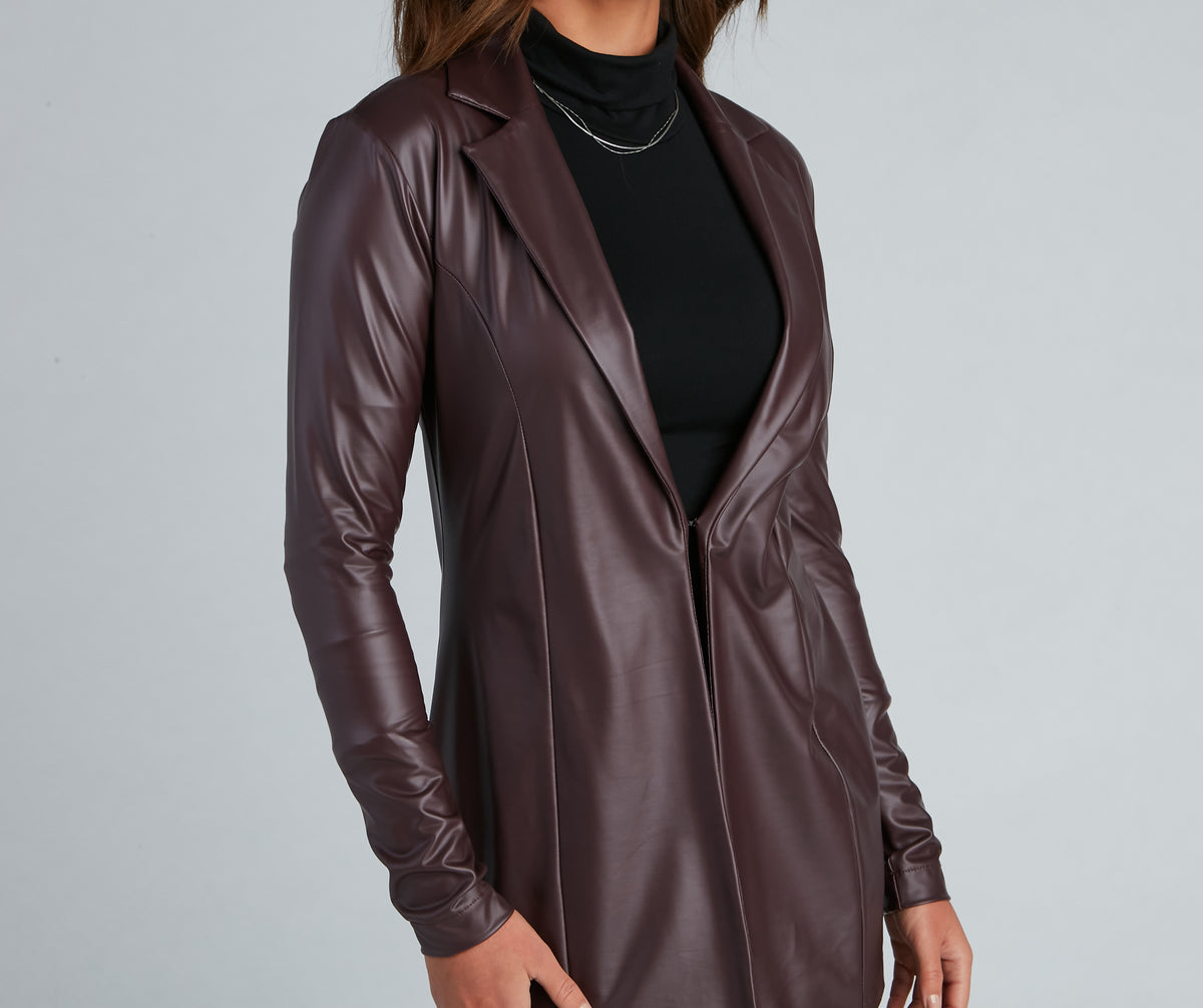 Classic Faux Leather Blazer