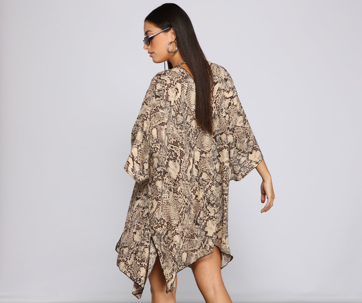 Sheer Snake Print Kimono