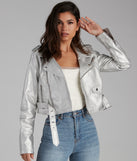 All That Shine Metallic Moto Jacket helps create the best summer outfit for a look that slays at any event or occasion!