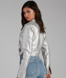 All That Shine Metallic Moto Jacket helps create the best summer outfit for a look that slays at any event or occasion!