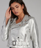 All That Shine Metallic Moto Jacket helps create the best summer outfit for a look that slays at any event or occasion!