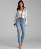 All That Shine Metallic Moto Jacket helps create the best summer outfit for a look that slays at any event or occasion!