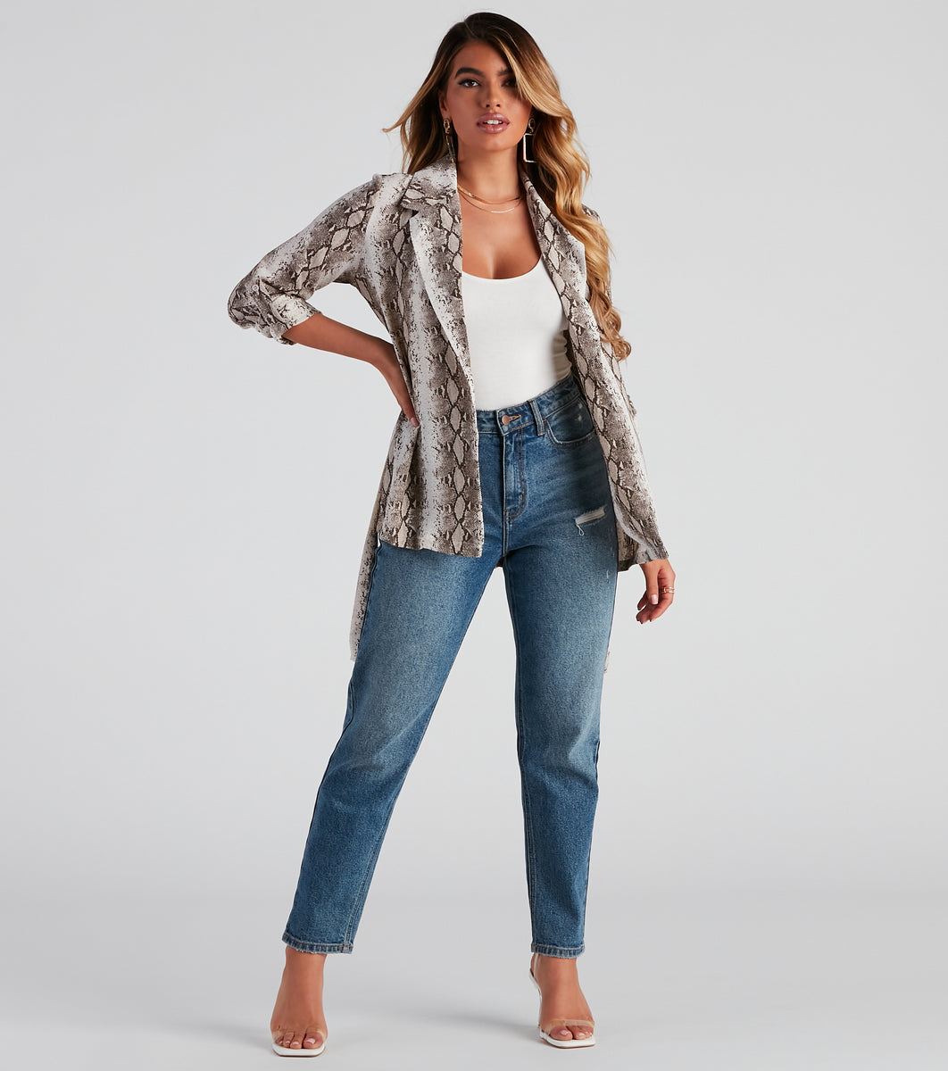 Such A Mood Snake Print Blazer