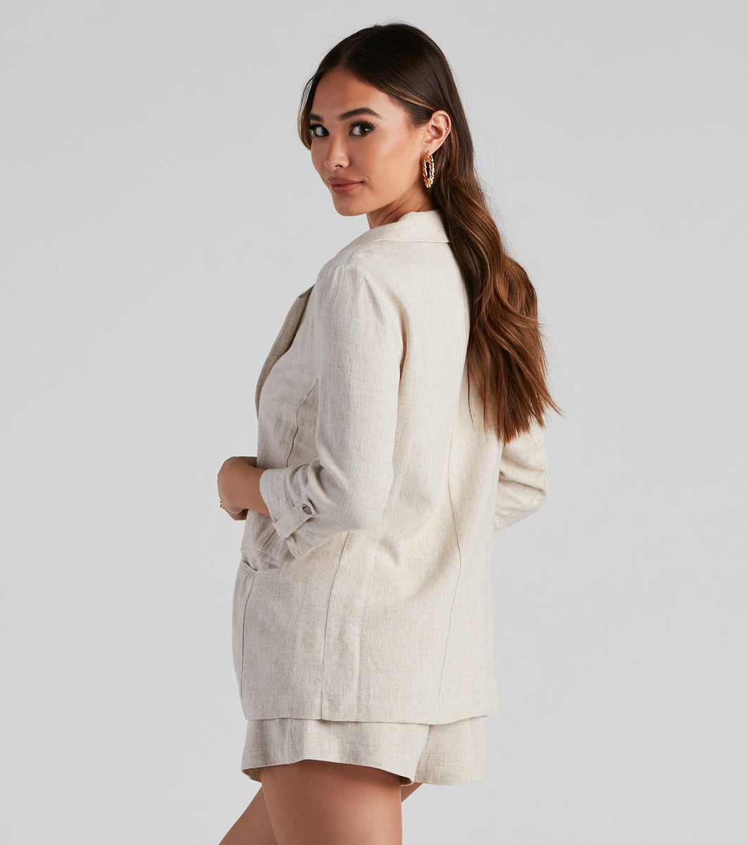 Modern Chill Linen 3/4 Sleeve Blazer