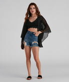 Sheer Secrets Chiffon Short Kimono is a trendy pick to create 2023 festival outfits, festival dresses, outfits for concerts or raves, and complete your best party outfits!