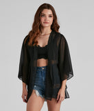 Sheer Secrets Chiffon Short Kimono is a trendy pick to create 2023 festival outfits, festival dresses, outfits for concerts or raves, and complete your best party outfits!