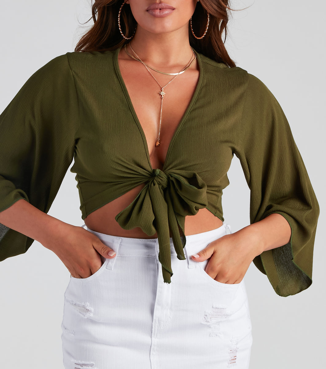 Tied Up Kimono Sleeve Top